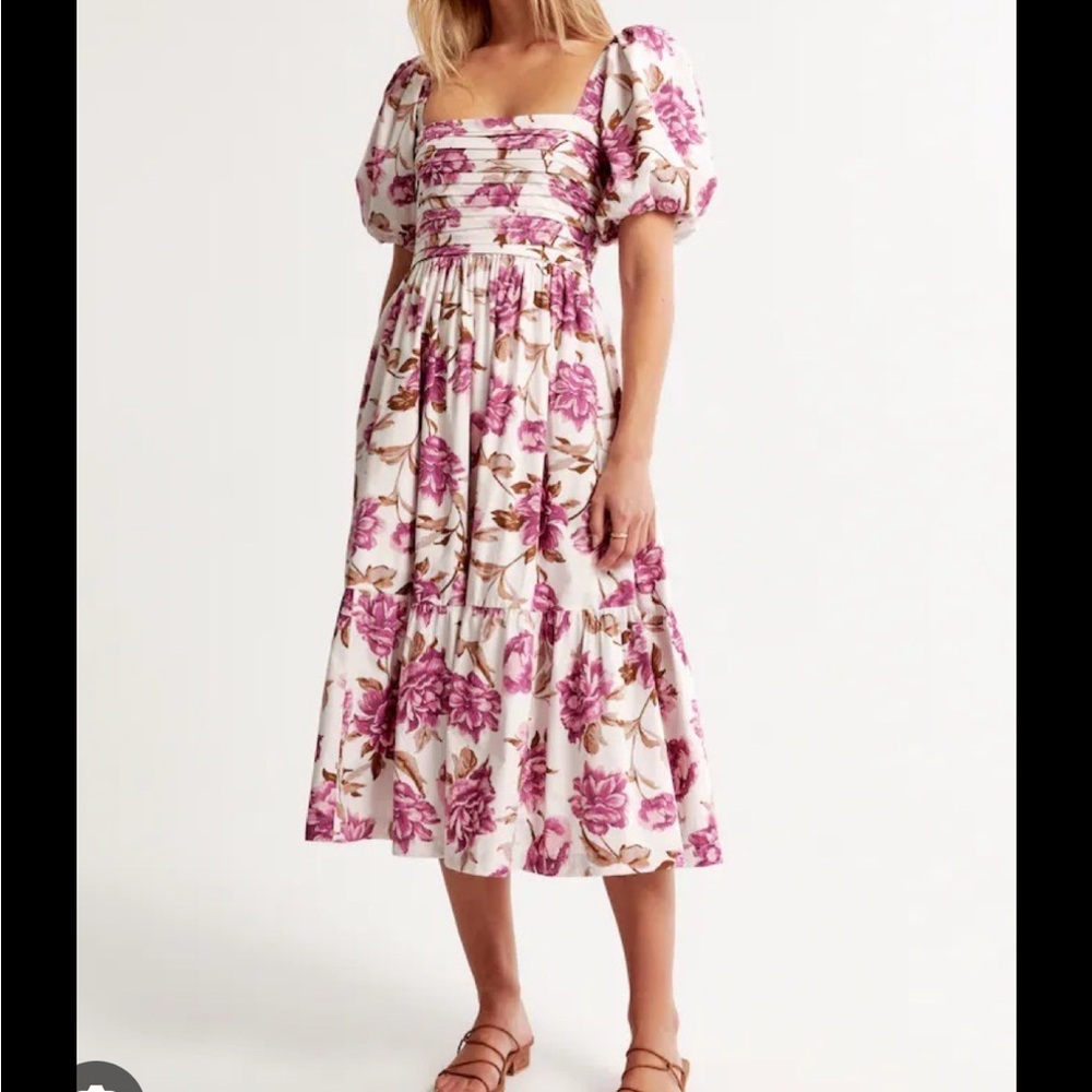 Abercrombie & Fitch Pink Smocked Tiered Maxi Dress